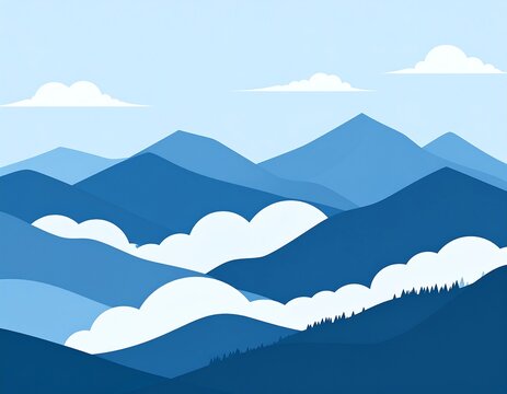 Blue mountains and cloudscape