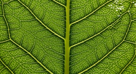 Obraz premium Green Leaf Close-Up Veins and Texture Detail in Lush Foliage