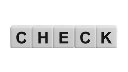 wooden cubes with CHECK business word. Mission, Vision and core values concept.close up of wooden cubes,Business Concept.Supports PNG files with transparent backgrounds.