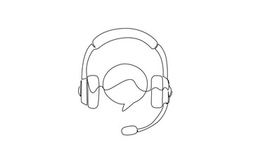 Single continuous line drawing customer support symbol. Working helping customers via phone. Helping from a distance. Job. International Customer Support Day. One line design vector illustration
