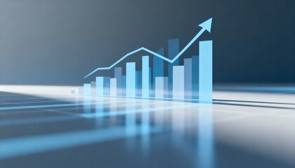 Financial Growth Chart with Upward Arrow, Representing Positive Business Performance and Market Success