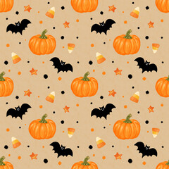 Halloween Pumpkin Bat Pattern