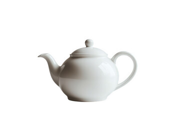 White ceramic teapot isolated on transparent background