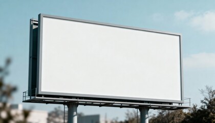 Obraz premium Billboard Mockup Under Clear Sky: Outdoor Advertising Template for Marketing, Promotion, and Design Presentation