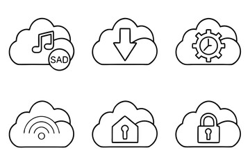 Cloud Icons Set for Digital Services.