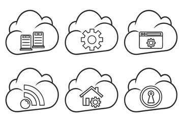 Cloud Computing Icons Set Technology Concepts.