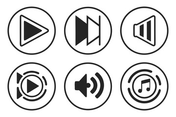 Collection of Media Player and Audio Icons.