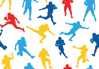 Colorful Football Player Action Silhouettes