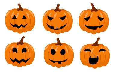 Halloween pumpkin in flat style for poster, banner, greeting card. Vector illustration