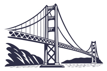 Fototapeta premium Iconic Golden Gate Bridge Silhouette Illustration.
