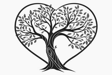 Stylized Tree of Life within a Heart Shape.