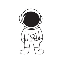 Obraz premium Outline doodles astronaut, coloring ook for kids. Line art vector of an astronaut, cosmonaut, spaceman. Isolated background. Vector illustrations