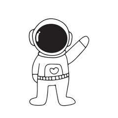 Outline doodles astronaut, coloring ook for kids. Line art vector of an astronaut, cosmonaut, spaceman. Isolated background. Vector illustrations