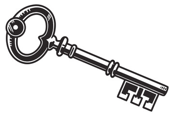 Vintage Ornate Skeleton Key Illustration.
