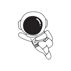 Outline doodles astronaut, coloring ook for kids. Line art vector of an astronaut, cosmonaut, spaceman. Isolated background. Vector illustrations