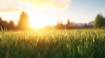 Sunrise over grassy field