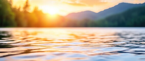 Sunrise over mountain lake