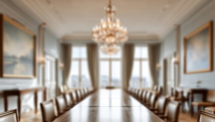 Blurred view of a grand dining hall