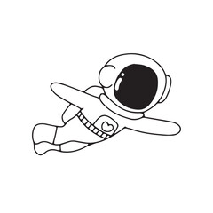 Outline doodles astronaut, coloring ook for kids. Line art vector of an astronaut, cosmonaut, spaceman. Isolated background. Vector illustrations