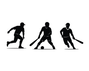 Fototapeta premium Dynamic silhouettes of baseball players in action illustrating the excitement of the game
