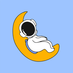 Kawaii astronaut. Coloring page decorated with outline space elements. Coloring book page printable template a4 for children and adult