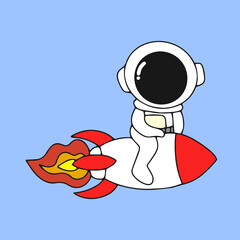 Kawaii astronaut. Coloring page decorated with outline space elements. Coloring book page printable template a4 for children and adult