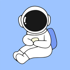 Kawaii astronaut. Coloring page decorated with outline space elements. Coloring book page printable template a4 for children and adult