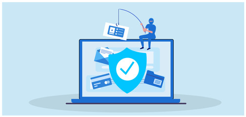 Cyber security and data protection privacy, PDPA concept. Businessman secure data management and protect data from hacker attacks and padlock icon to internet technology networking vector illustration