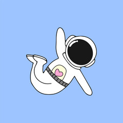 Kawaii astronaut. Coloring page decorated with outline space elements. Coloring book page printable template a4 for children and adult