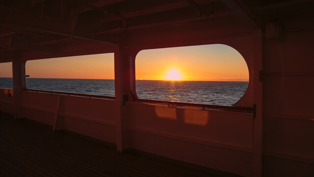 Sunset and Blue Hour at sea, over the Atlantic Ocean, August 2025. 