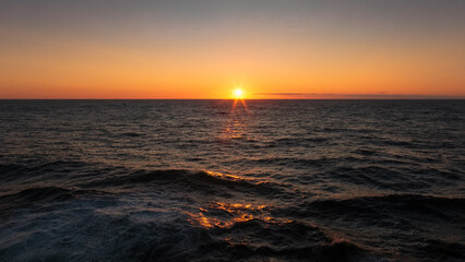 Sunset and Blue Hour at sea, over the Atlantic Ocean, August 2025. 