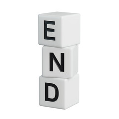 end.wooden elements spelling.Flat lay view from above on wooden elements buttons.IT technology...