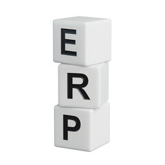 wooden elements with erp text. Financial, marketing.close up of wooden elements,Business Concept.Supports PNG files with transparent backgrounds.