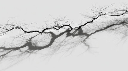 Fototapeta premium Leafless tree branch and shadow pattern on pale surface