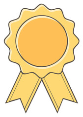 Yellow Ribbon Award Symbol with Blank Circle and Two Dangling Ribbons