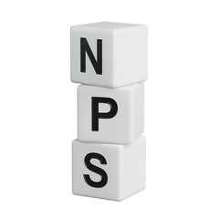 word nps with wooden elements.close up of wooden elements,Business Concept.Supports PNG files with transparent backgrounds.