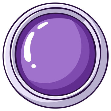 Round Glossy Purple Button with Metallic Trim Simple UI Element