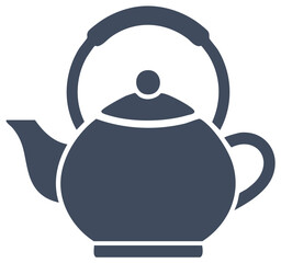 Obraz premium Simple classic teapot kettle icon silhouette for tea time and hot beverages