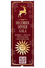 Elegant December Dinner Gala Ticket for Adults Only with QR Code and Festive Design