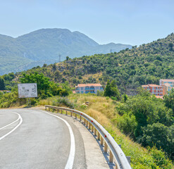 Landscape with turn of M-1 highway above Petrovac, Montenegro.