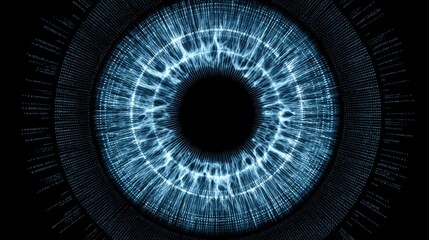 Eye with digital code overlay