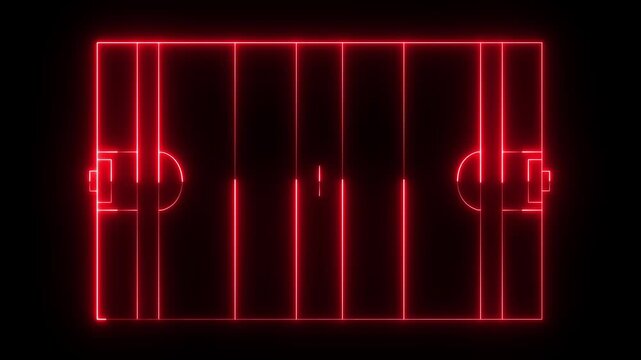 Gaelic football field icon animation on black background. futuristic digital icon video of a high-tech Gaelic football field. 4k motion video.