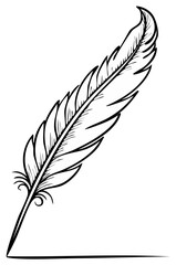 Obraz premium Detailed black and white drawing of a feather, suitable for illustration or design.