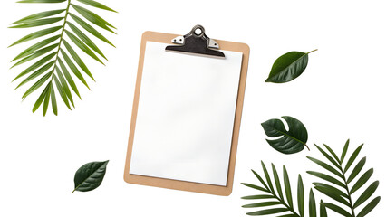 clipboard with green leaves