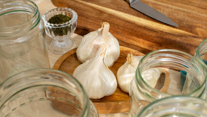 Fiery garlic cloves whisper secrets of moonlit pickling rituals and culinary alchemy, echoing seasonal autumnal kitchen traditions