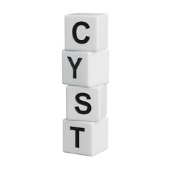 wooden elements with the word cyst. Care concept.close up of wooden elements,Business Concept.Supports PNG files with transparent backgrounds.