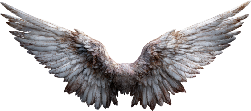 White spiritual angel wing with feather representing freedom and flight