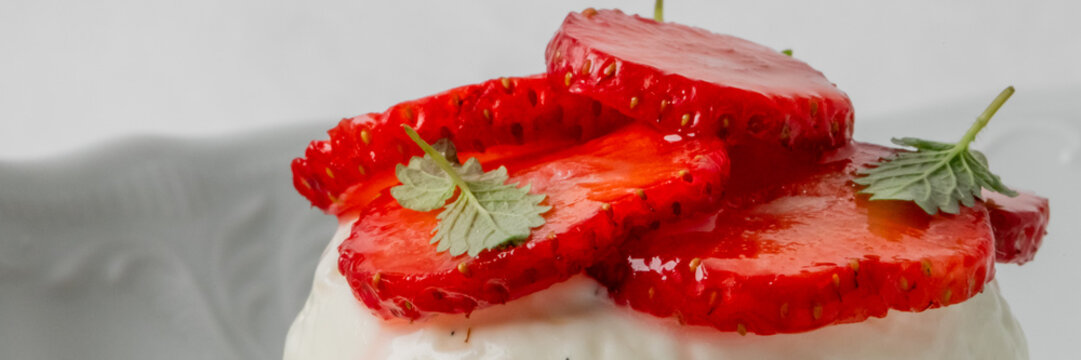 Fresh strawberries glistening atop creamy meringue, embodying Midsummers sweet indulgence and romantic culinary artistry, evoke zestful celebration