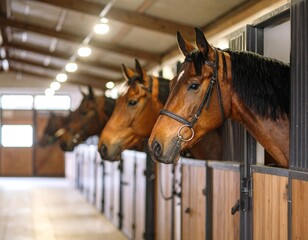 Horses in a stable