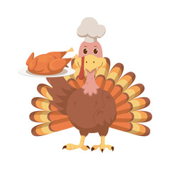 Cute Thanksgiving Turkey Cartoon Illustration